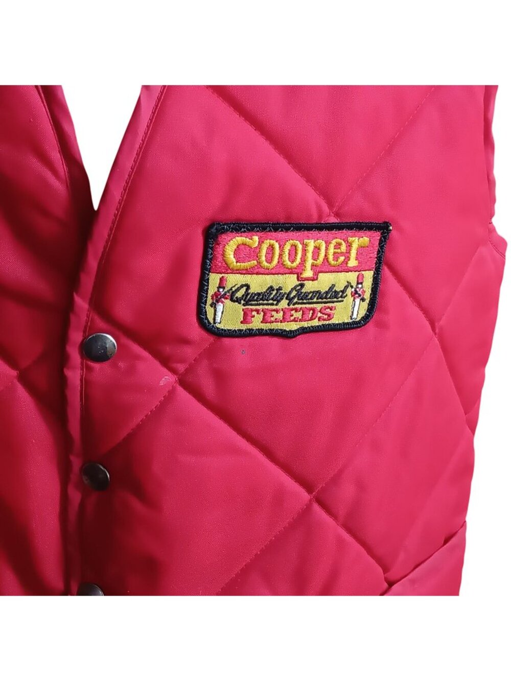 True Vintage Large Quilted Vest Farmer Cooper Feeds Patch Unitog Union Made USA